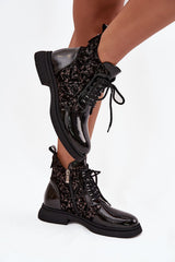 Step in Style Patent Leather Ankle Boots with Interior Fleece