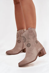 Step in Style Suede Leather Ankle Boots with Subtle Lace Pattern