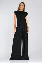 Soft Knit Wide Palazzo Pant Jumpsuit