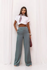 Wide Leg Satin Pants