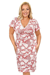 Printed Short Sleeve V-Neck Nightgown