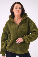 Sheep-Like Textured Zip Up Sweatshirt