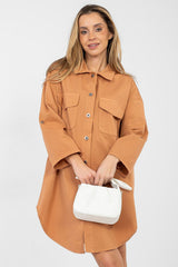 Knee-Length Cotton Shirt Dress