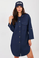 Knee Length Buttoned Shirt Dress