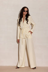 Blazer Look Blouse With Tie Waist