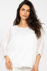 Classic Tencel Blouse with 3/4 Sleeves