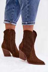 Openwork Upper Eco Suede Heel Boots