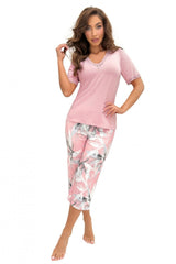 Women's Lace-Trim Pajama Set with 3/4 Pants