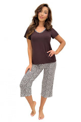 Women's Viscose Pajama Set with 3/4 Print Pants