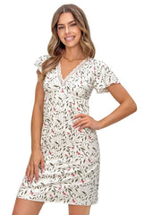 Lace-Trimmed Viscose Nightshirt with Ruffle Details