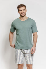 Men's Short Sleeve Cotton Pajama Shorts Set
