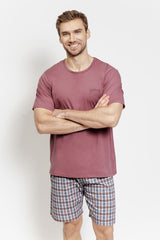 Men's Short Sleeve Cotton Pajama Shorts Set
