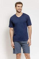 Men's Short Sleeve Cotton Pajama Shorts Set