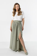 High-Waist Maxi Skirt with Front Slit