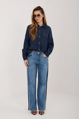 Women's Straight Leg Jeans with Side Stripe Detail
