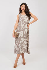 Botanical Print Midi Dress with Breathable Viscose Blend