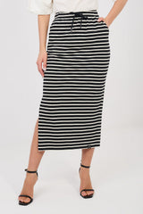 Elastic Waist Midi Length Skirt