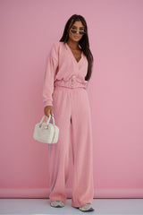 Stylish Relaxed Cotton-Spandex Pant Set