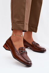 Natural Leather Low Heeled Loafers
