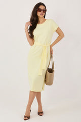 Belted Midi Dress with Side Slit