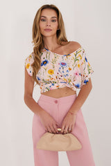 Lightweight Viscose Blouse with Patterned Detail
