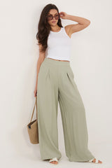 Lightweight Viscose Palazzo Elastic Waist Pants