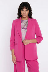 Classic Cut Women's Blazer with 3/4 Pleated Sleeves