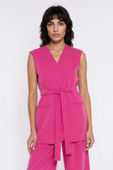 Elegant V-Neck Belted Vest