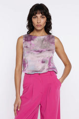 Floral Boat Neck Blouse with Button Back Detail