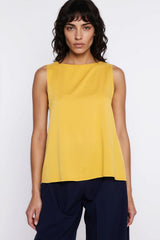 Relaxed Boat Neck Viscose Blouse