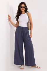 Women's Viscose Palazzo Trousers with Adjustable Waist