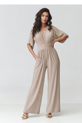Elegant Wrap Neckline Wide Leg Jumpsuit