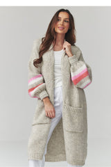 Oversized Full-Length Knit Cardigan with Pockets