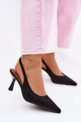 Pointed-Toe Suede Heel Sandals