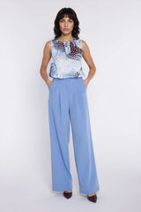High-Waisted Wide-Leg Trousers with Decorative Pleats