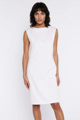 Elegant Boat Neck Daydress with Shoulder Slit