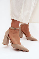 Pointed-Toe Block Heel Pumps with Adjustable Strap
