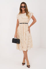 Midi Cocktail Dress with Adjustable Waist Belt
