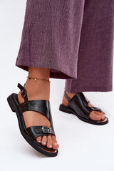 Vinceza Leather Sandals with Buckle Detail