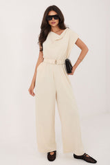 Elegant Jumpsuit with Elastic Waist and Belt