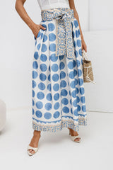 Elegant Midi Skirt with Eye-Catching Print and Adjustable Waist
