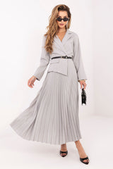 Pleated Flared Cut Maxi Dress