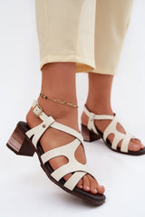 Leather Strap Heel Sandals