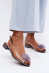 Flower Detail Low Heel Sandals