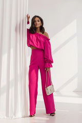 Violet Linen Viscose Blend Pant Set