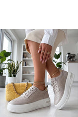 Beige Classic Leather Platform Sneakers