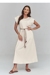 Lightweight Midi Dress with Adjustable Waist Tie
