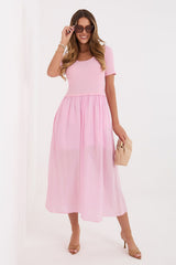 Cotton Summer Flare Midi Dress with Pockets