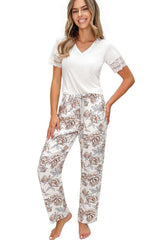 Elizabeth Women's Half Sleeve Pajama Pant Set