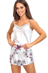 Julia Satin Lace Pajama Shorts Set